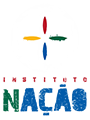 Logotipo do Instituto Nação com um símbolo circular contendo formas coloridas e o nome em letras estilizadas nas cores vermelho, verde e azul.