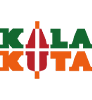 Logotipo da Kalakuta com o nome estilizado em letras verdes e laranjas e um símbolo central em vermelho.