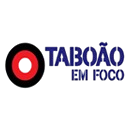Logotipo do Taboão em Foco com um círculo vermelho estilizado e o nome em azul.